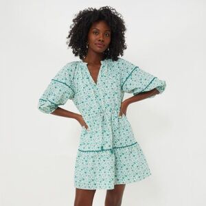 Green and White Floral Matilda Mini Dress